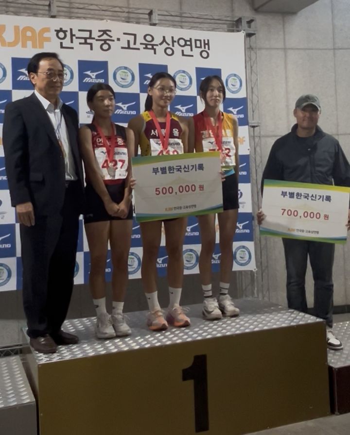 [서울=뉴시스] 여중부 100m 한국신기록을 수립한 왕서윤. (사진 = 대한육상연맹 제공) *재판매 및 DB 금지