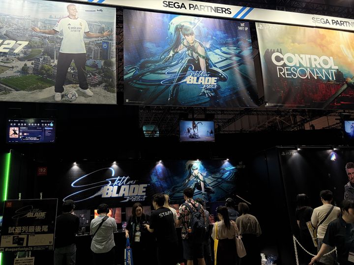 [도쿄(일본)=뉴시스] 이주영 기자 = 18일 일본 지바현 마쿠하리 멧세에서 열린 도쿄게임쇼(TGS 2026)에 마련된 세가 부스. 사진은 닌텐도 스위치2로 출시되는 시프트업의 '스텔라 블레이드'가 파트너사로 참여한 모습. 2026.09.18. zoo@newsis.com *재판매 및 DB 금지