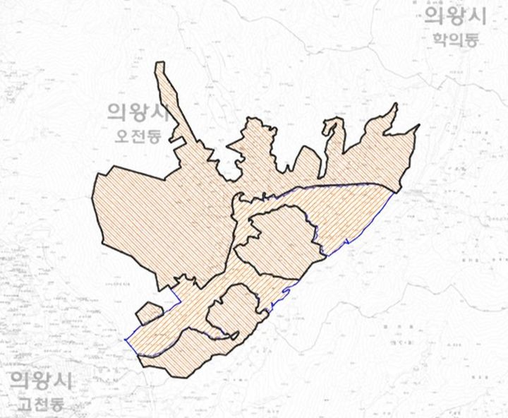 [수원=뉴시스] 의왕 오매기 공공주택지구 토지거래허가구역 재지정 위치도. (사진=경기도 제공) 2026.09.21. photo@newsis.com *재판매 및 DB 금지