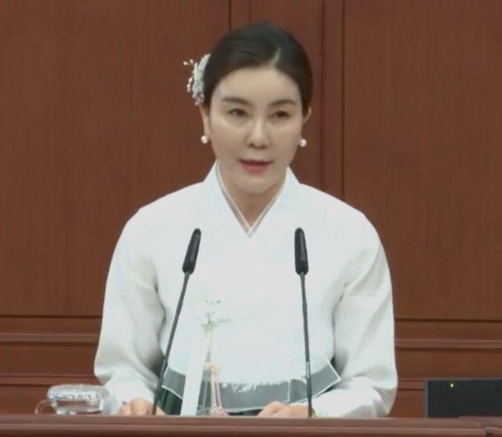 [대전=뉴시스] 조명휘 기자 = 인미동(더불어민주당·유성구2) 대전시의원이 21일 제299회 제1차 정례회 제3차 본회의에서 5분 자유발언을 하고 있다. 2026.09.21. *재판매 및 DB 금지