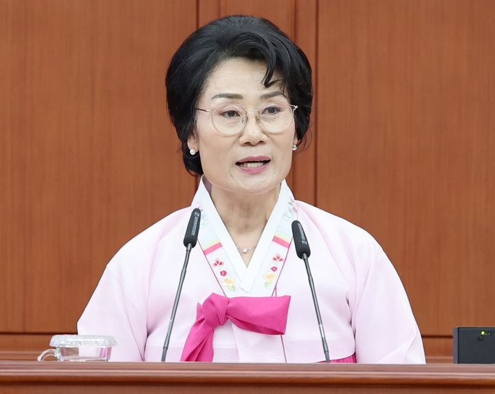 [대전=뉴시스] 조명휘 기자 = 박은희(더불어민주당·대덕구2) 대전시의원이 21일 제299회 정례회 제3차 본회의에서 5분 자유발언을 하고 있다. (사진= 대전시의회 제공) 2026.09.21. *재판매 및 DB 금지