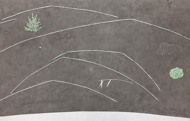 유미선 Time and Memory, 130 x 162cm, Silver leaf, colored metal leaf and stone powder on Korean paper, 2026 *재판매 및 DB 금지