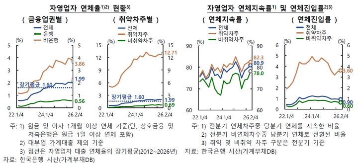 320만 자영업자 대출 1100조…연체 차주 지속률 80% 넘어