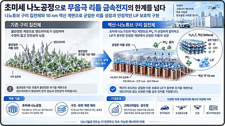 [대전=뉴시스] 초미세 나노공정을 활용한 무음극 리튬 금속전지 연구 이미지.(사진=KAIST 제공) *재판매 및 DB 금지