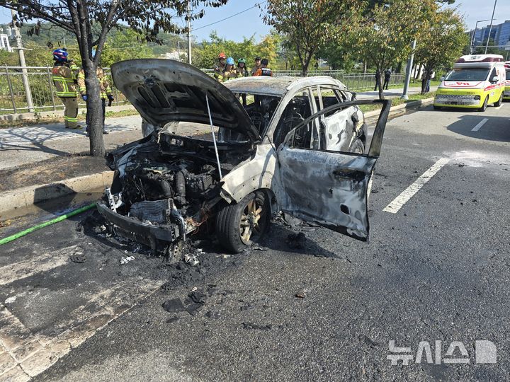 [부천=뉴시스]부천 소사구 옥길동 차량 화재 현장. (사진=부천소방서 제공) 2026.09.22. photo@newsis.com