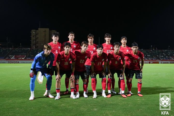 [나고야(일본)=뉴시스]이민성호 아시안게임 남자축구대표팀. (사진=대한축구협회 제공)