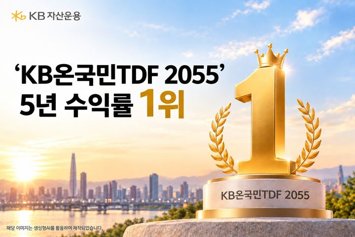 KB운용 '온국민TDF2055', 5년 수익률 88.57%…전체 TDF 1위