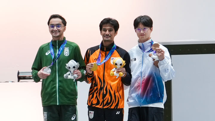 사진 왼쪽부터 2위 사우디아라비아 알파레흐, 1위 말레이시아 타지 마디라, 3위 대한민국 김영찬 (사진=한국e스포츠협회 제공) *재판매 및 DB 금지