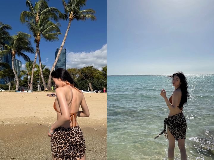 [서울=뉴시스] 배우 노윤서가 인스타그램에 공개한 하와이 여행 사진에서 비키니 차림으로 늘씬한 몸매를 드러내며 평소 몸매 관리법에도 관심이 쏠리고 있다. (사진=인스타그램 '노윤서(@rohyoonseo)' 캡처)