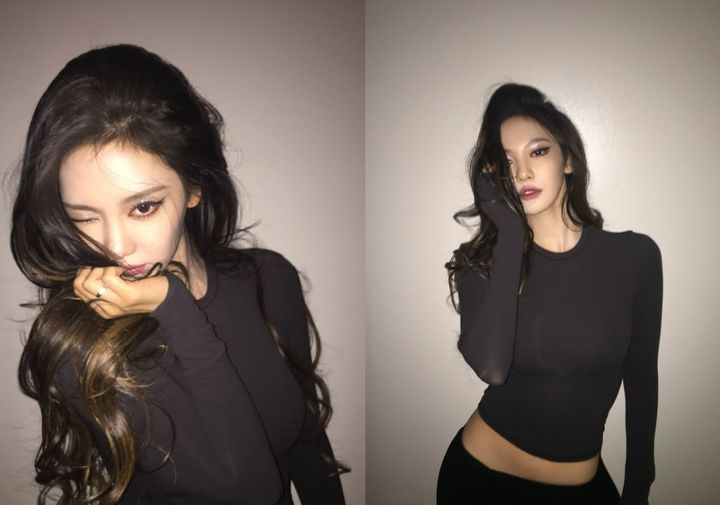 [서울=뉴시스] 그룹 에스파 멤버 닝닝이 검은색 옷을 입고 늘씬한 몸매를 드러냈다. (사진=닝닝 인스타그램 캡처)