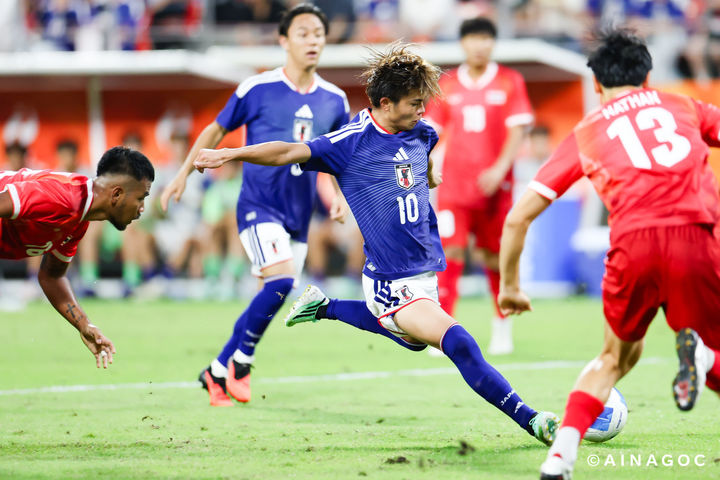 [서울=뉴시스] 2026 아이치·나고야 아시안게임 남자 축구에 출전한 일본의 이사이 히사쓰구. (사진=2026 아이치·나고야 아시안게임 조직위원회 제공) 2026.09.26. photo@newsis.com *재판매 및 DB 금지