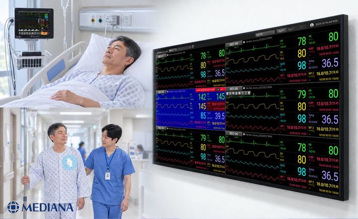 [서울=뉴시스] 셀바스AI 계열사 메디아나는 통합 모니터링 솔루션 '메디아나 유니파이드 모니터링(MEDIANA Unified Monitoring)'의 누적 공급 병상이 6000병상을 넘어섰다고 28일 밝혔다. (사진=메디아나 제공) 2026.09.28. photo@newsis.com *재판매 및 DB 금지