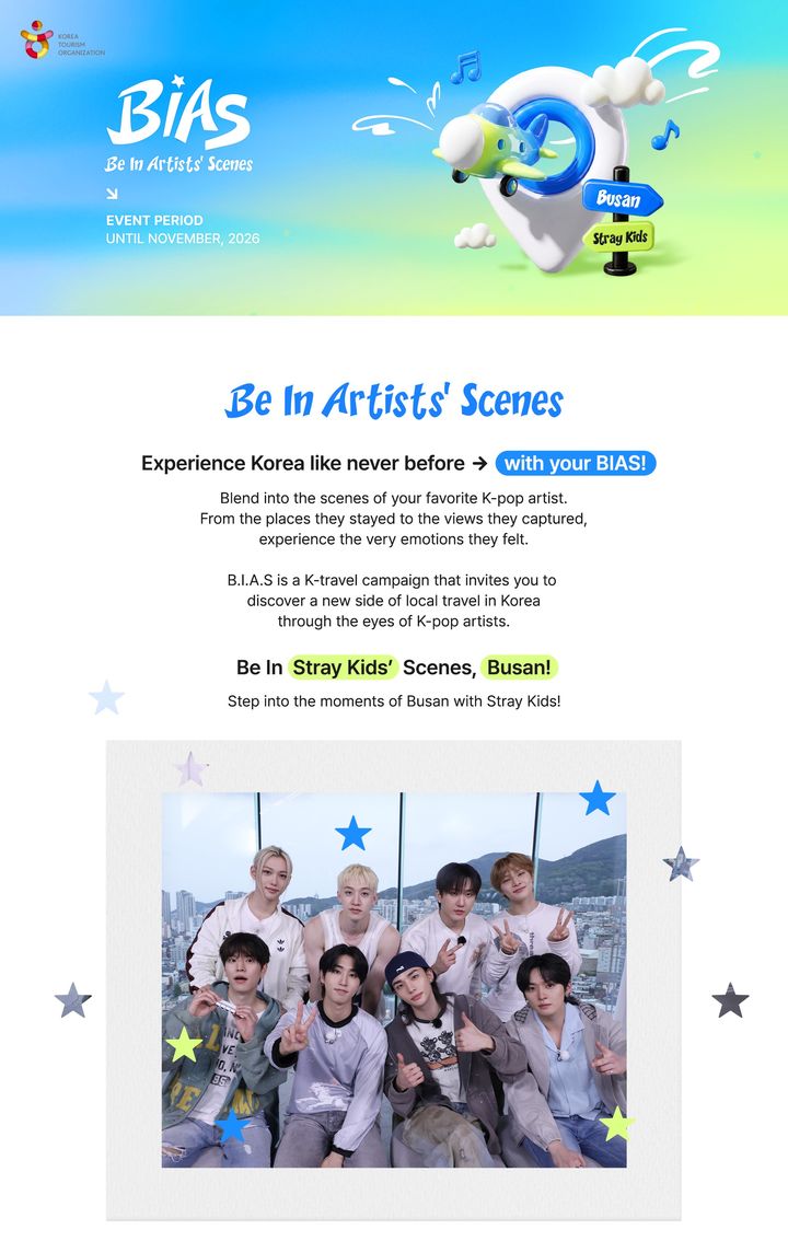 한국관광공사 ‘BIAS’ 캠페인 ‘VISITKOREA’ 기획 페이지의 ‘스트레이 키즈 부산’ 편. (사진=한국관광공사) *재판매 및 DB 금지