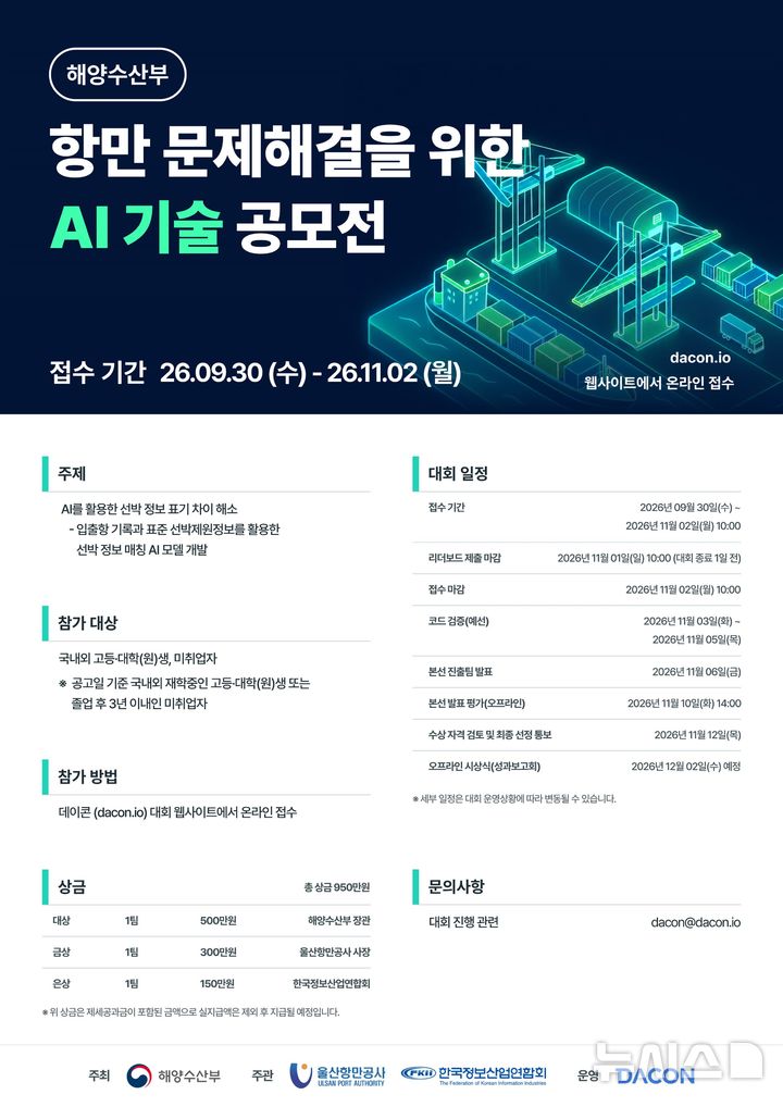 [서울=뉴시스] 항만 문제해결을 위한 AI 기술 공모전 포스터.
