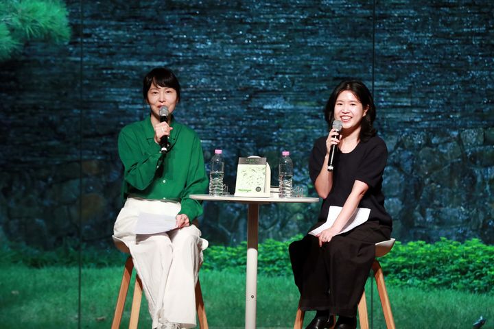 [서울=뉴시스] 지난 28일 서울 종로구 교보생명 대산홀에서 조예은 작가의 장편소설 '녹색 절벽의 신자들' 북토크가 열렸다. (사진=kt 밀리의서재 제공) 2026.09.29. photo@newsis.com *재판매 및 DB 금지