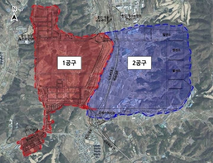 [서울=뉴시스] 용인 반도체 클러스터 국가산업단지 조성공사 1공구 및 2공구 위치도 (사진=LH 제공) 2026. 9. 29. *재판매 및 DB 금지