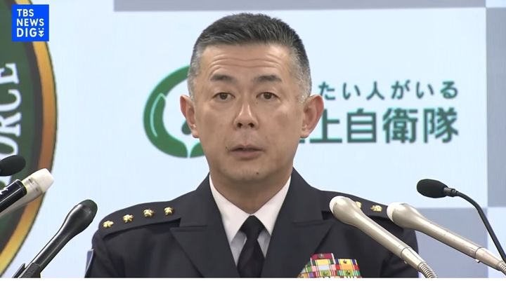 [서울=뉴시스]일본의 육상자위대의 수장 아라이 마사요시(荒井正芳) 육상막료장(육군참모총장 격)이 지난 29일 한국을 방문했다고 일본 공영 NHK가 보도했다. 사진은 아라이 막료장이 지난 4월 21일 기자회견하고 있는 모습. 사진은 민영 TBS뉴스 갈무리. 2026.09.30.<사진캡처=일본 TBS> *DB 및 재판매 금지. 