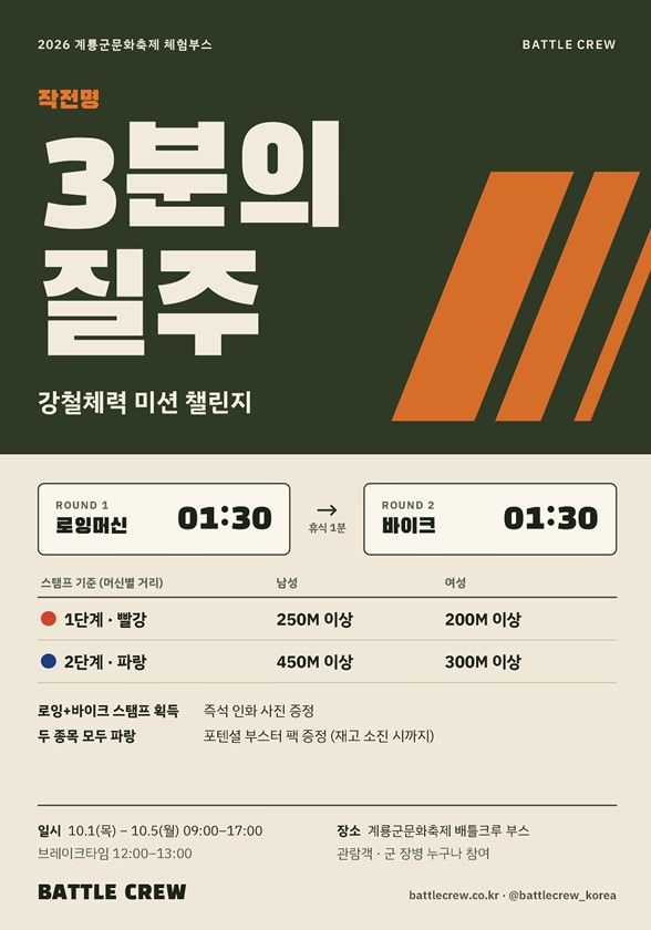 [계룡=뉴시스]배틀크루 '작전명:3분의 질주' 포스터. 2026.09.30 photo@newsis.com *재판매 및 DB 금지