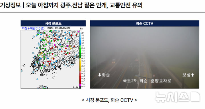 [전남광주=뉴시스] 전남광주통합특별시 화순 지역 짙은 안개. (사진=기상청 홈페이지 갈무리). photo@newsis.com *재판매 및 DB 금지