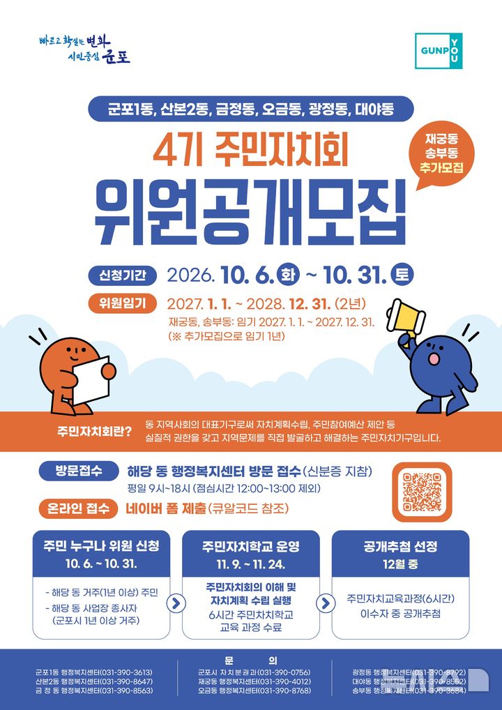 [군포=뉴시스] 4기 주민자치회 위원 공개모집 안내문. (안내문=군포시 제공).2026.10.01.photo@newsis.com