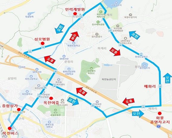 옥천읍 제2순환버스 노선도 *재판매 및 DB 금지