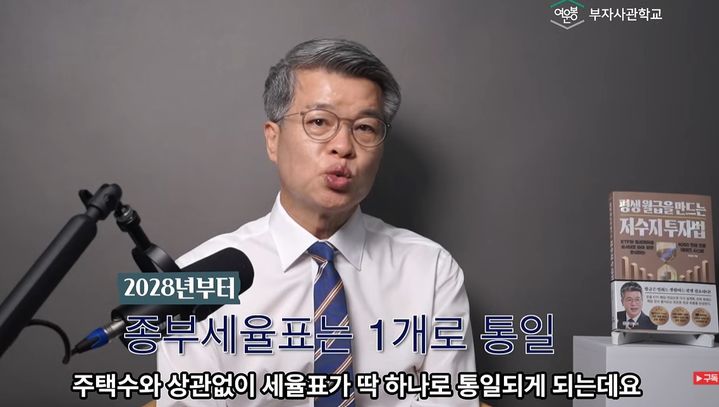 [서울=뉴시스]여운봉 금융경제 전문가가 종부세 개편안에 따른 다주택자의 종부세 부담 변화에 대해 설명하고 있다. (사진=유튜브 '여운봉 부자사관학교' 캡처) 2026.10.01