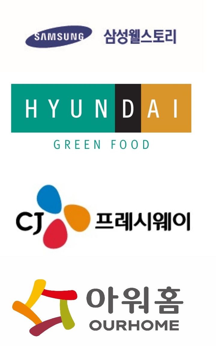 [서울=뉴시스] 삼성웰스토리, 현대그린푸드, CJ프레시웨이, 아워홈 로고.(사진=각 사 제공) *재판매 및 DB 금지