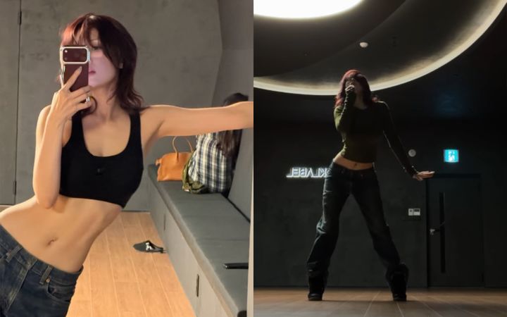 [서울=뉴시스] 가수 전소미가 탱크톱 차림으로 잘록한 허리와 슬림한 실루엣을 드러내며 탄탄한 몸매를 뽐내고 있다. (사진=인스타그램 '전소미(@somsomi0309)' 캡처)