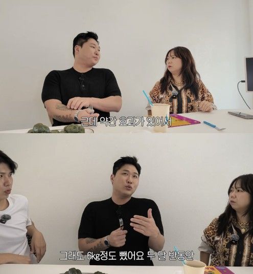 [서울=뉴시스] 스윙스가 최근 다이어트를 진행하며 약 6㎏을 감량했다고 밝혔다. (사진 출처=유튜브 채널 '홍현희 제이쓴의 홍쓴TV' 캡처)