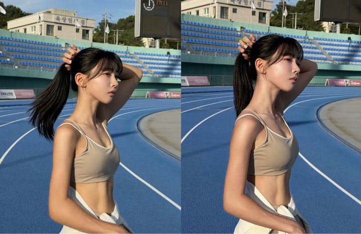 [서울=뉴시스] 육상선수 김민지가 허리 라인이 드러난 운동복 차림의 사진을 공개했다. (사진 출처=김민지 인스타그램 캡처)