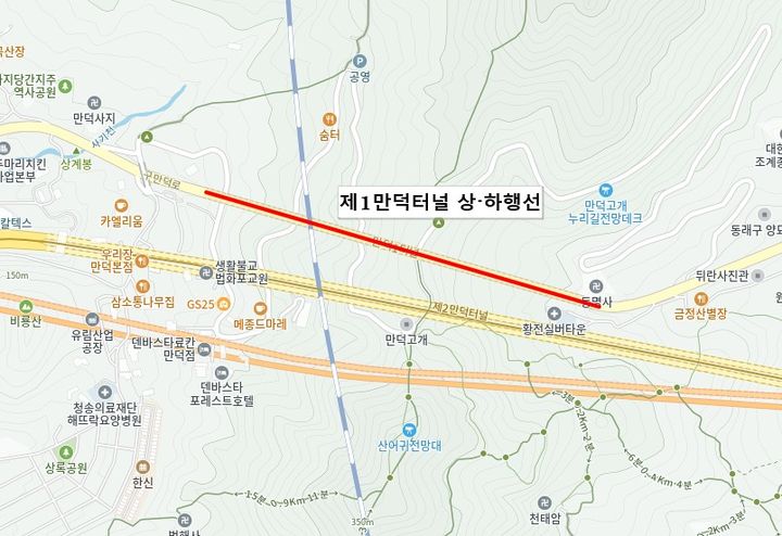 [부산=뉴시스] 제1만덕터널 화재연동 제연설비 자동제어시스템 설치 공사 위치도. (사진=부산시 제공) 2026.10.05. photo@newsis.com *재판매 및 DB 금지