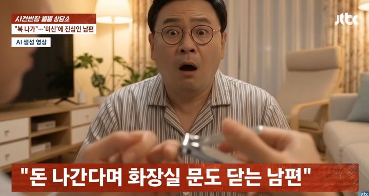 [서울=뉴시스] 남편이 미신을 이유로 환기나 가구 배치, 밤에 손톱을 깎는 일 등 일상생활을 제한하고 있다는 30대 여성의 사연이 소개됐다. (사진=JTBC '사건반장' 캡처) *재판매 및 DB 금지