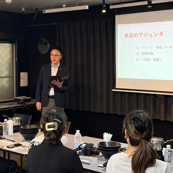 홍범준 삼양재팬 법인장이 '삼양1963' 제품 발표 및 시식 행사에서 발표하고 있다. (사진=삼양식품 제공) *재판매 및 DB 금지