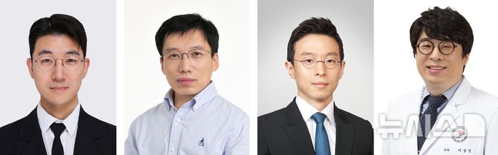[서울=뉴시스] 왼쪽부터 박상윤·양병은·변수환 한림대학교성심병원 구강악안면외과 교수, 이상민 한림대학교동탄성심병원 교수. (사진= 한림대학교성심병원 제공)