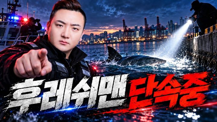 [부산=뉴시스] 유튜버 '흥구기'가 부산 북항 친수공원 일대를 돌며 상어 '부캉이'를 살피는 라이브 방송을 진행하고 있다. (사진=유튜브 흥구기 캡처) 2026.10.07. *재판매 및 DB 금지