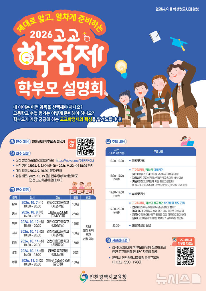 [인천=뉴시스] 인천교육청 '권역별 고교학점제 학부모 설명회' 홍보 포스터. (사진=인천교육청 제공) 2026.10.07. photo@newsis.com