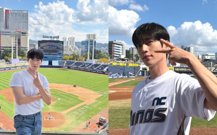 [서울=뉴시스] 배우서강준이 야구장을 찾아 경기를 즐기며 날렵한 턱선과 탄탄한 체격을 뽐내고 있다. (사진=인스타그램 '서강준(@seokj1012)' 캡처)