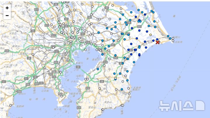 [서울=뉴시스] 8일 오전 4시 13분께 일본 지바현 북동부에서 규모 4.8의 지진이 발생했다. (사진=일본 기상청 웹사이트 캡처) 2026.10.08. 