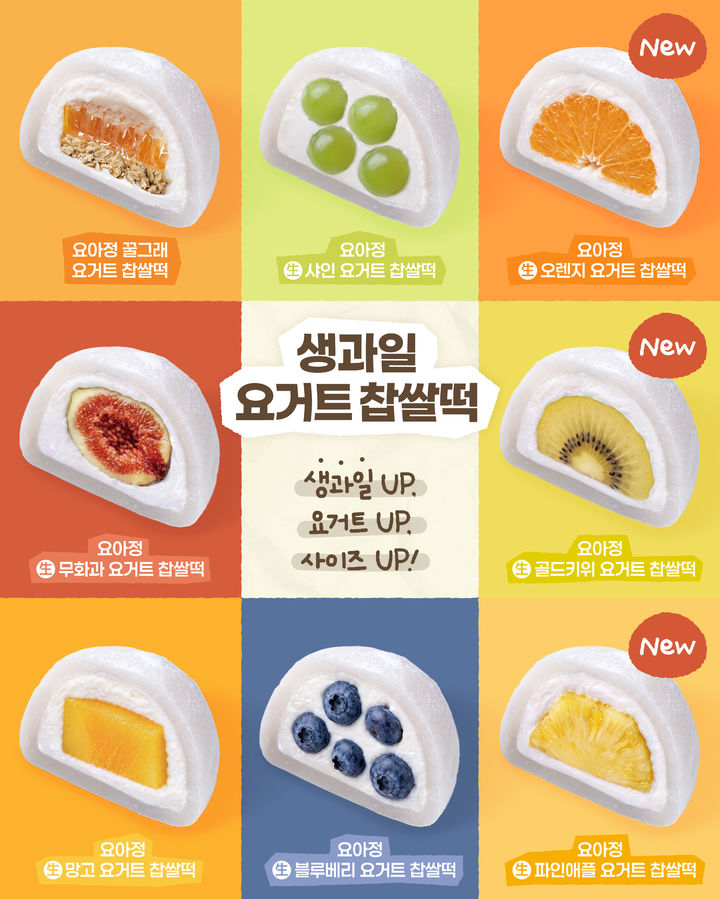 [서울=뉴시스] 요아정, '생과일 요거트 찹쌀떡' 8종 (사진=요아정 제공) *재판매 및 DB 금지