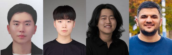[울산=뉴시스] (ECCV) 2026 연계 국제 챌린지 1, 2위 수상자들. 사진 왼쪽부터 김준수 석박사통합과정생, 김우진·김신우 석박사통합과정생, 무닙 박사후연구원. photo@newsis.com *재판매 및 DB 금지