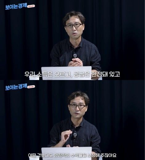 [서울=뉴시스] 삼프로TV 김원장 부사장은 소득 증가와 공급 부족으로 주택 가격 상승이 불가피하다고 설명했다. (사진 출처=유튜브 채널 '김원장의 보이는 경제' 캡처) 
