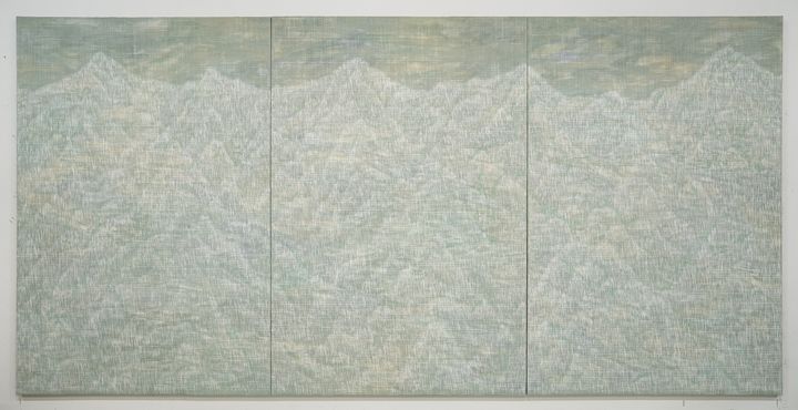 들떠있는풍경FloathingLandscape 26-09-330, 2026, Mixed media on wood panel, 194x130.3cmx3점 *재판매 및 DB 금지