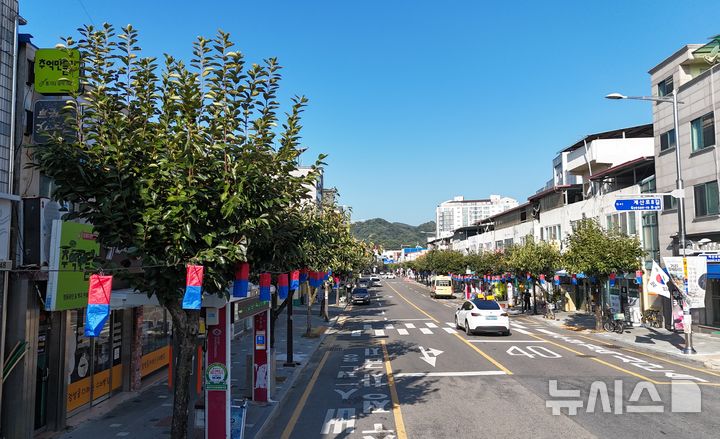 [영동=뉴시스] 연종영 기자 = 9일 충북 영동군 영동읍 경부선 영동역 앞 도로변 가로수용 감나무에 감이 듬성듬성 달려있다. 제법 풍성하게 열매를 맺은 나무도 있지만, 대다수 감나무에서 지난해 같은 시기 풍성했던 모습을 발견할 수 없다. 영동군은 작년보다 30%가량 수확량이 줄어들 것으로 예상했다. 2026.10.09. jyy@newsis.com