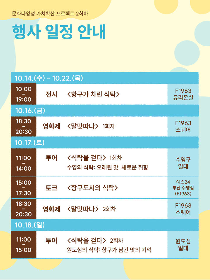 [부산=뉴시스] 문화다양성 가치확산 프로젝트 2회차 '바다가 잇는 맛과 말' 포스터. (사진=부산문화재단 제공) 2026.10.12. photo@newsis.com *재판매 및 DB 금지