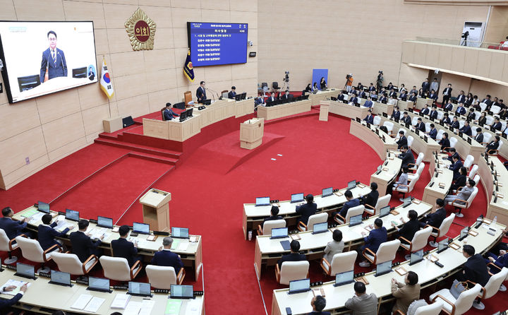 [무안=뉴시스] 전남광주통합특별시의회 전남청사 본회의장. (사진=시의회 제공) photo@newsis.com *재판매 및 DB 금지