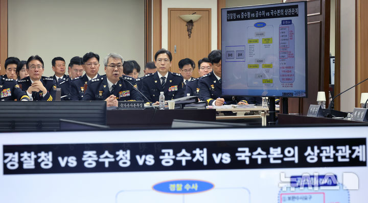 [서울=뉴시스] 김금보 기자 = 홍석기 경찰청 국가수사본부장이 12일 서울 서대문구 경찰청에서 열린 국회 행정안전위원회의 경찰청에 대한 국정감사에서 의원 질의에 답변을 하고 있다. 2026.10.12. kgb@newsis.com