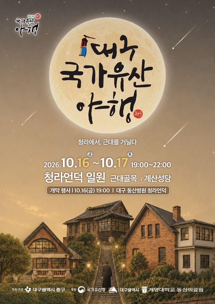 [대구=뉴시스] 대구 중구는 오는 16~17일 청라언덕과 근대골목 일원에서 '2026 대구 국가유산 야행'을, 17일 향촌동 수제화 골목 일원에서 '제13회 빨간구두이야기 축제'를 개최한다. (사진=대구 중구 제공) 2026.10.14. photo@newsis.com *재판매 및 DB 금지
