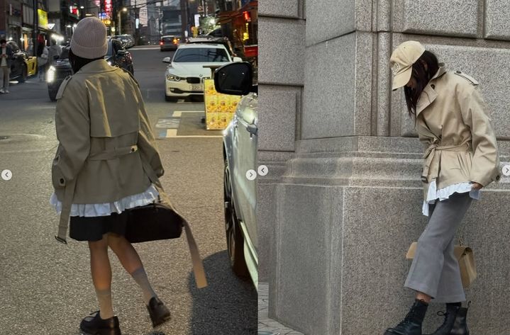 [서울=뉴시스] 배우 황신혜가 자신의 SNS에서 하프 트렌치코트 하나로 다양한 패션을 선보였다. (사진=황신혜 SNS 캡처) *재판매 및 DB 금지