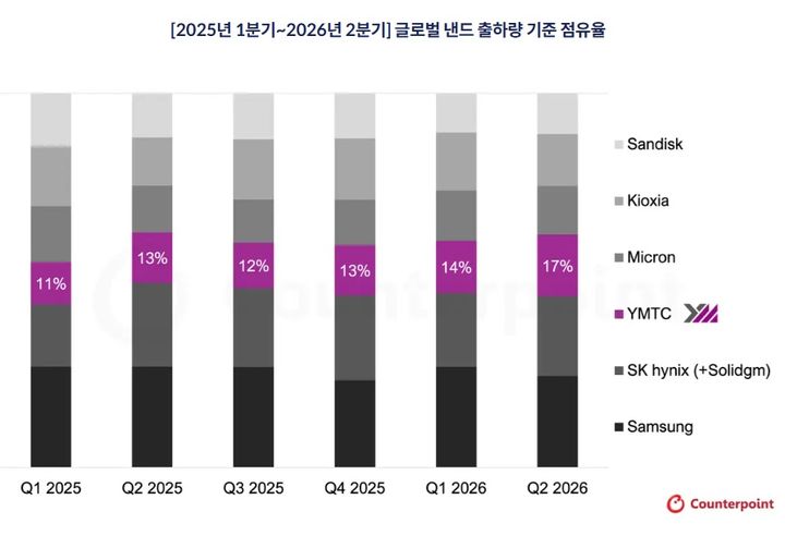 마이크론·키옥시아 제친 中 YMTC…삼성·SK하이닉스 맹추격