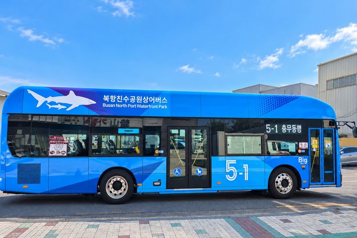 [부산=뉴시스] 부산 5-1번 상어버스. (사진=부산버스조합 제공) 2026.10.14 photo@newsis.com *재판매 및 DB 금지